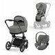 Коляска 3 в 1 Cybex Priam IV шасси Matt Black, Soho Grey (Серый)