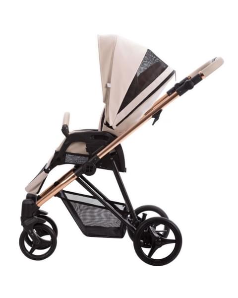 Детская коляска Bebetto Yoddi Premium Class 2 в 1 01 бежевая кожа рама бронза