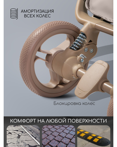 Коляска прогулочная Amarobaby Jaunt, бежевый