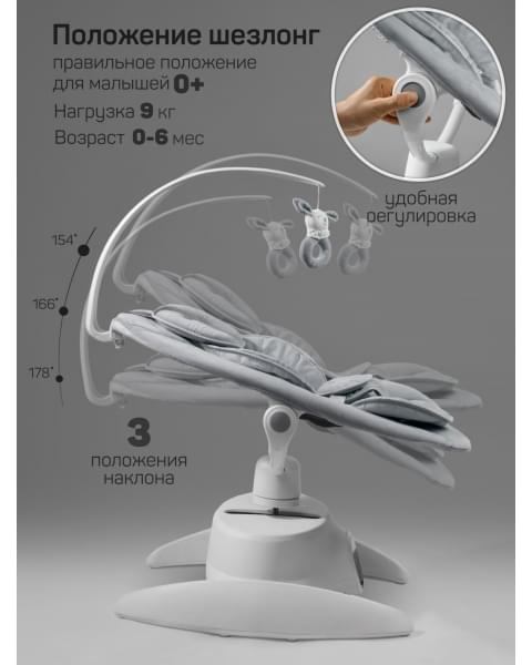 Качели электронные детские Amarobaby Smart swing, серый