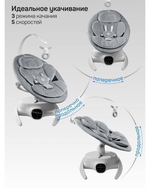Качели электронные детские Amarobaby Smart swing, серый