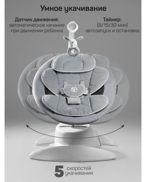 Качели электронные детские Amarobaby Smart swing, серый