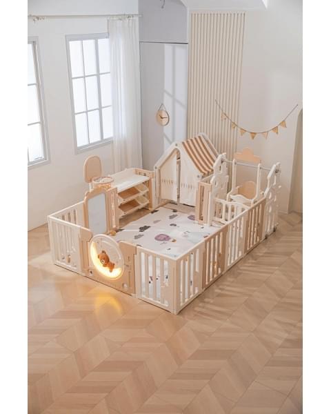 Манеж UNIX Kids DeLuxe House&Storage Camel, 150 x 180 см с игровыми аксессуарами