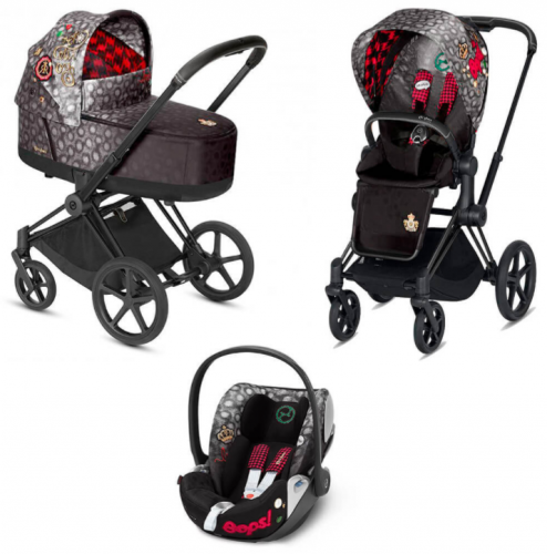 Коляска 3 в 1 Cybex Priam III Rebellious шасси Matt Black, Rebellious (Черно-белый / Красный)