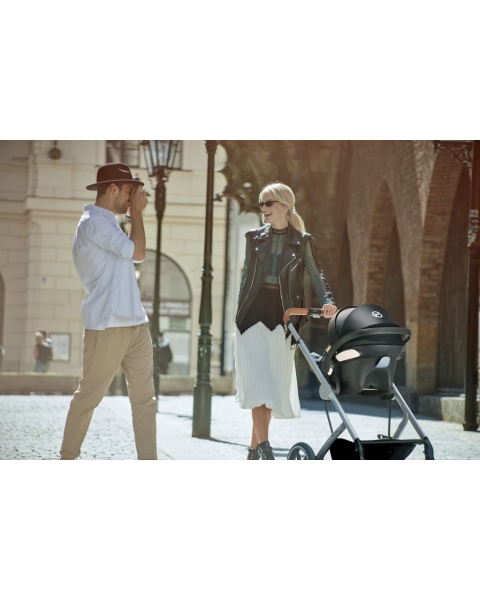 Коляска 2 в 1 Cybex Balios S Lux шасси Black, Classic Beige / Passion Pink (Темно-зеленый / Розовый)