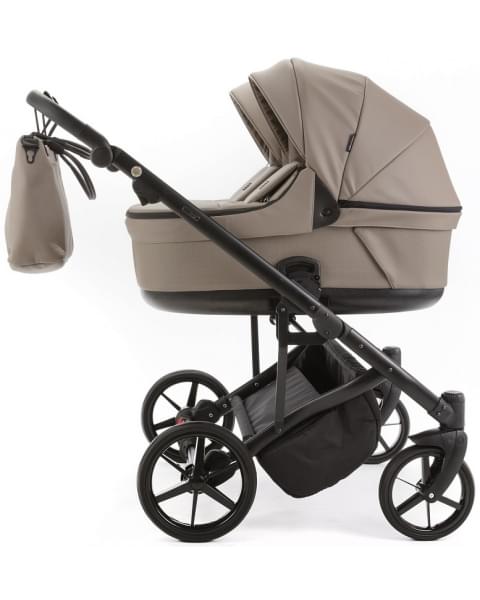 Детская коляска для двойни Adamex Leo Duo Deluxe 2 в 1 DUO-SA9 (Т.БЕЖЕВАЯ КОЖА)