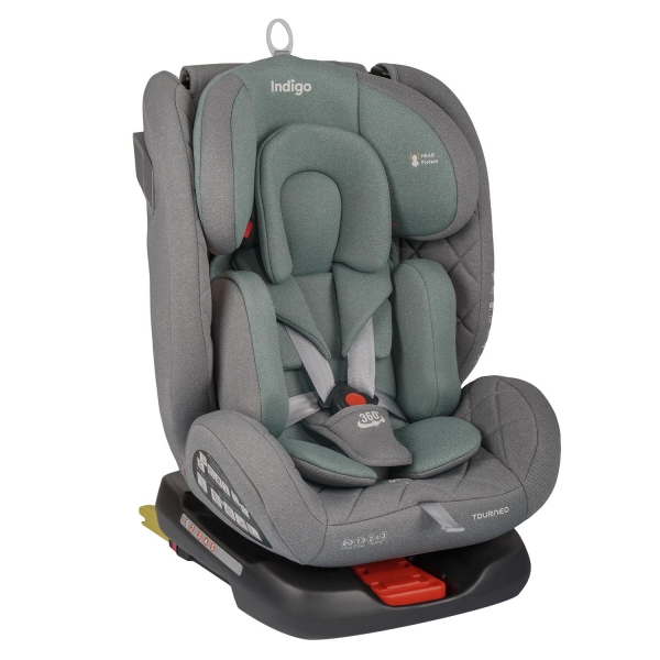 Автокресло Indigo TOURNEO S isofix 0+1+2+3 (0-36 кг) серый-зеленый