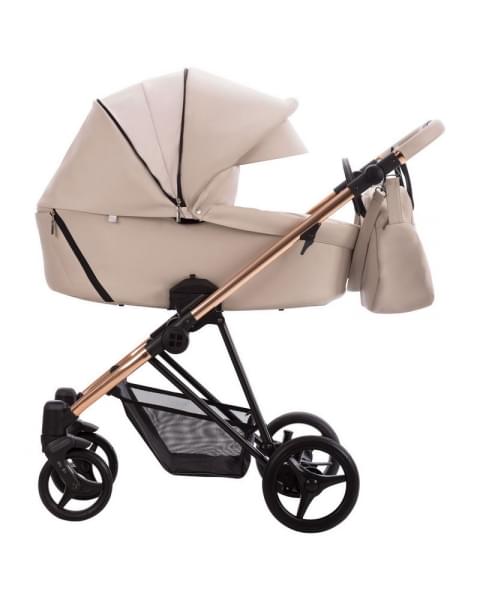 Детская коляска Bebetto Yoddi Premium Class 2 в 1 01 бежевая кожа рама бронза
