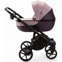 Детская коляска Adamex Bibione 2 в 1 BI-PS13A (СЕРО-РОЗОВЫЙ+СЛИВОВАЯ КОЖА)