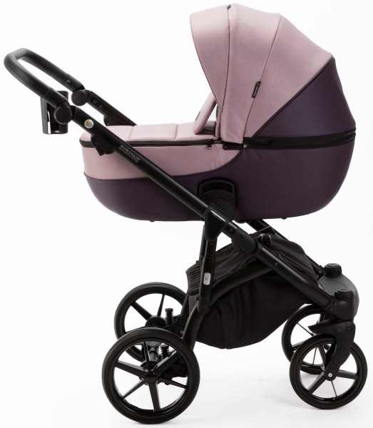 Детская коляска Adamex Bibione 2 в 1 BI-PS13A (СЕРО-РОЗОВЫЙ+СЛИВОВАЯ КОЖА)