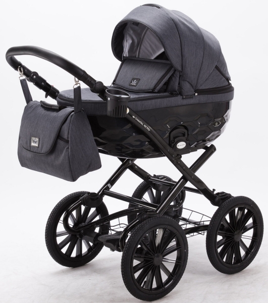 Детская коляска классическая Adamex Chantal Retro 2 в 1 C201 (графит)