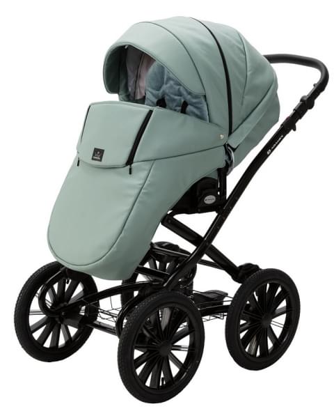 Детская коляска Adamex Chantal Retro Deluxe 2 в 1 C-SA20 (СЕРО-ЗЕЛЕНАЯ КОЖА)