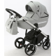 Детская коляска Adamex Cortina Deluxe 3 в 1 CT304 (СВ. СЕР.КОЖА+СЕРЕБ.ОТДЕЛКА+ ХРОМ РАМА)