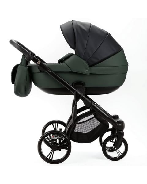 Детская коляска Adamex Lanti Deluxe 2 в 1 LN-SD41 (ЧЕРН. КОЖА + Т.ЗЕЛЕН.КОЖА)