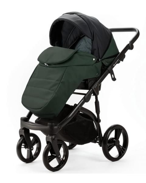 Детская коляска Adamex Lanti Deluxe 2 в 1 LN-SD41 (ЧЕРН. КОЖА + Т.ЗЕЛЕН.КОЖА)