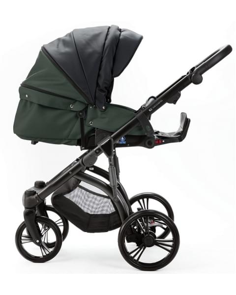 Детская коляска Adamex Lanti Deluxe 2 в 1 LN-SD41 (ЧЕРН. КОЖА + Т.ЗЕЛЕН.КОЖА)