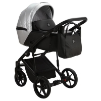Детская коляска Adamex Mobi Deluxe 2 в 1 M-SD09 (СЕРЕБРИСТЫЙ+ЧЕРН.КОЖА)