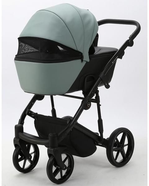Детская коляска Adamex Mobi Deluxe 2 в 1 M-SD14 (СЕРО-ЗЕЛЕНЫЙ+ЧЕРНАЯ КОЖА)