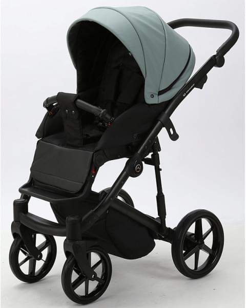 Детская коляска Adamex Mobi Deluxe 2 в 1 M-SD14 (СЕРО-ЗЕЛЕНЫЙ+ЧЕРНАЯ КОЖА)