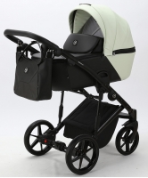 Детская коляска Adamex Mobi Deluxe 2 в 1 M-SD17 (КРЕМОВЫЙ+ЧЕРНАЯ КОЖА)