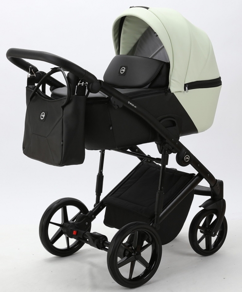 Детская коляска Adamex Mobi Deluxe 2 в 1 M-SD17 (КРЕМОВЫЙ+ЧЕРНАЯ КОЖА)