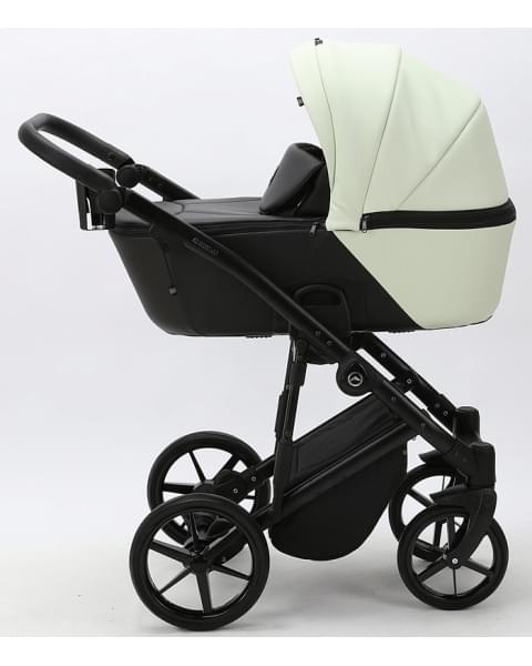 Детская коляска Adamex Mobi Deluxe 2 в 1 M-SD17 (КРЕМОВЫЙ+ЧЕРНАЯ КОЖА)