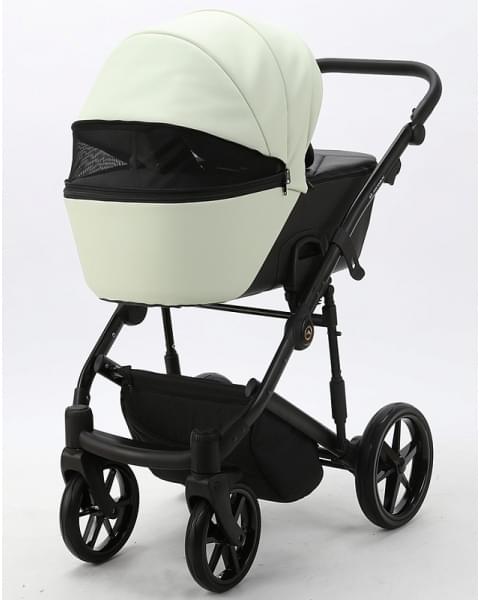 Детская коляска Adamex Mobi Deluxe 2 в 1 M-SD17 (КРЕМОВЫЙ+ЧЕРНАЯ КОЖА)