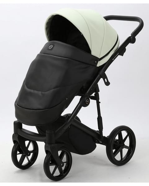 Детская коляска Adamex Mobi Deluxe 2 в 1 M-SD17 (КРЕМОВЫЙ+ЧЕРНАЯ КОЖА)