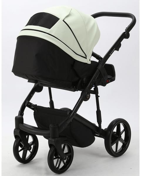 Детская коляска Adamex Mobi Deluxe 2 в 1 M-SD17 (КРЕМОВЫЙ+ЧЕРНАЯ КОЖА)