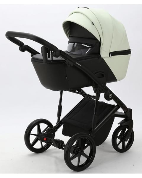 Детская коляска Adamex Mobi Deluxe 2 в 1 M-SD17 (КРЕМОВЫЙ+ЧЕРНАЯ КОЖА)