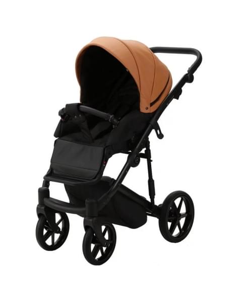 Детская коляска Adamex Mobi Deluxe 2 в 1 M-SD32 (РЫЖИЙ+ЧЕРНАЯ КОЖА)