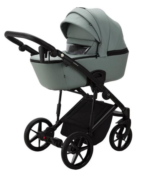 Детская коляска Adamex Mobi Deluxe 3 в 1 M-SA20 (СЕРО-ЗЕЛЕНАЯ КОЖА)