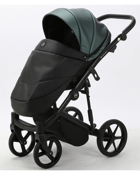 Детская коляска Adamex Mobi Deluxe 3 в 1 M-SD07 (ТЕМНО-ЗЕЛЕНЫЙ ПЕРЛ+ЧЕРН.КОЖА)