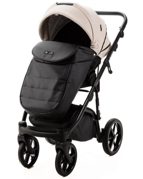 Детская коляска Adamex Nola Deluxe 3 в 1 N-SD110 (СВ.БЕЖ.КОЖА + ЧЕРН.КОЖА)