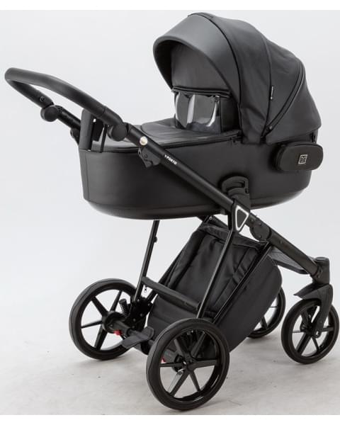 Детская коляска Adamex Porto Deluxe 3 в 1 PO-SA02 (ЧЁРН.КОЖА)