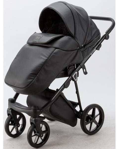 Детская коляска Adamex Porto Deluxe 3 в 1 PO-SA02 (ЧЁРН.КОЖА)