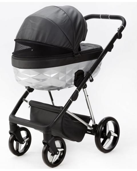 Детская коляска Adamex Quantum Star Deluxe 2 в 1 Q-STAR108-K (ЧЕРН.КОЖА+ХРОМ РАМА)