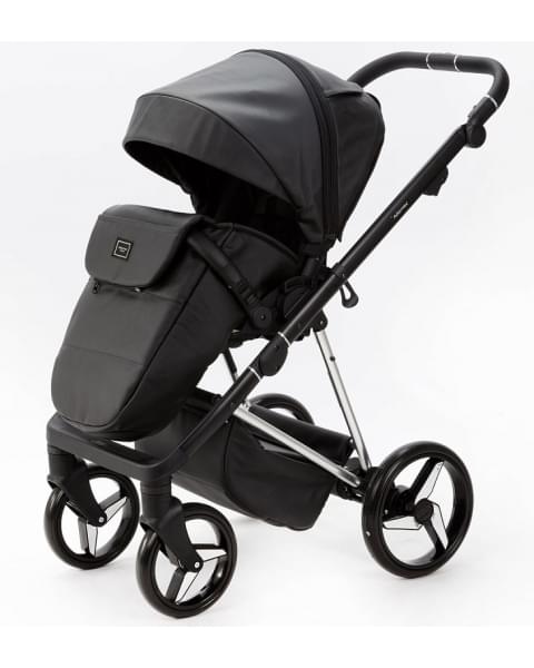 Детская коляска Adamex Quantum Star Deluxe 2 в 1 Q-STAR108-K (ЧЕРН.КОЖА+ХРОМ РАМА)