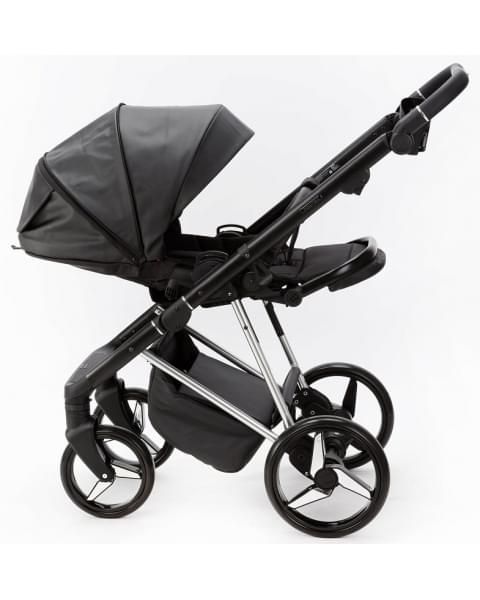 Детская коляска Adamex Quantum Star Deluxe 2 в 1 Q-STAR108-K (ЧЕРН.КОЖА+ХРОМ РАМА)