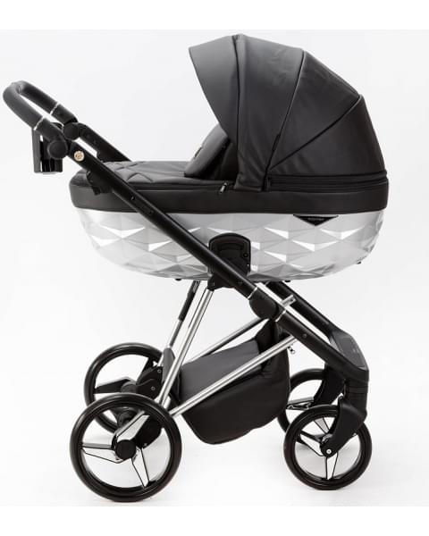 Детская коляска Adamex Quantum Star Deluxe 2 в 1 Q-STAR108-K (ЧЕРН.КОЖА+ХРОМ РАМА)