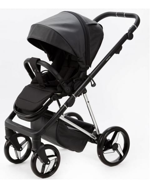Детская коляска Adamex Quantum Star Deluxe 2 в 1 Q-STAR108-K (ЧЕРН.КОЖА+ХРОМ РАМА)