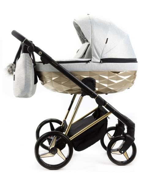 Детская коляска Adamex Quantum Star Premium 3 в 1 Q-STAR47 (СВ.СЕРЫЙ+ЗОЛОТО.РАМА)