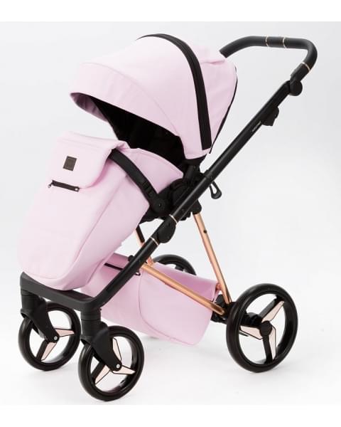 Детская коляска Adamex Quantum Superstar Deluxe 2 в 1 Q-STAR136-K (РОЗОВ.ЗЕФИР КОЖА+РОЗОВ.ДНО+РОЗОВ.ЗОЛОТО РАМА)