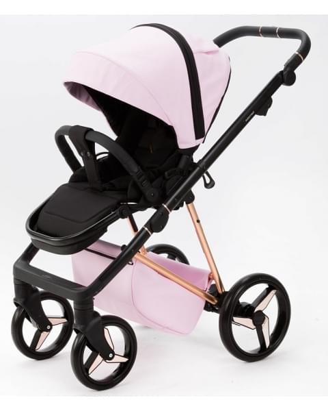 Детская коляска Adamex Quantum Superstar Deluxe 2 в 1 Q-STAR136-K (РОЗОВ.ЗЕФИР КОЖА+РОЗОВ.ДНО+РОЗОВ.ЗОЛОТО РАМА)