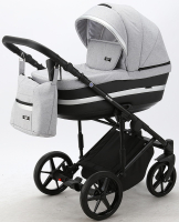 Детская коляска Adamex Rimini Deluxe 3 в 1 RI240 СИН.ПЕРЛ.КОЖА+ЗОЛОТО.ОТДЕЛКА