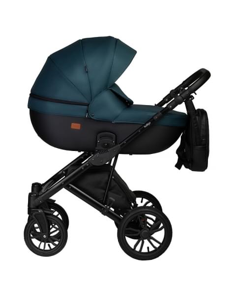 Детская коляска Indigo Mio S 2 в 1 06 черная кожа+изумрудный