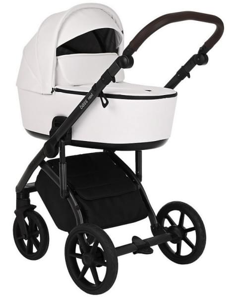 Детская коляска Roan Bass Next Кожа 3 в 1 с автокреслом Tutis Elo Lux EduSky Black RN081/1 White
