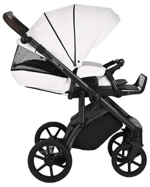 Детская коляска Roan Bass Next Кожа 3 в 1 с автокреслом Tutis Elo Lux EduSky Black RN081/1 White
