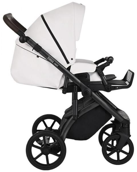 Детская коляска Roan Bass Next Кожа 3 в 1 с автокреслом Tutis Elo Lux EduSky Black RN081/1 White