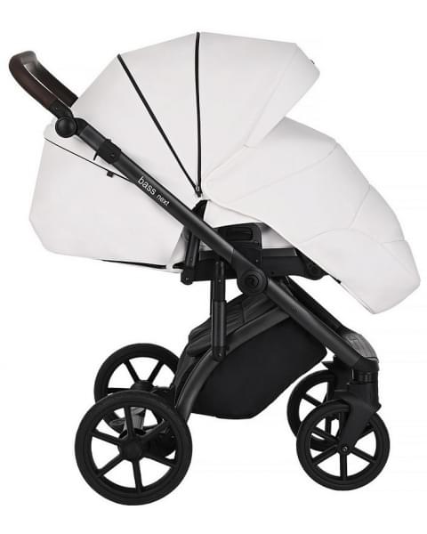 Детская коляска Roan Bass Next Кожа 3 в 1 с автокреслом Tutis Elo Lux EduSky Black RN081/1 White